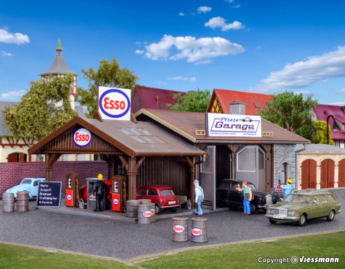 Vollmer 45599 H0 Reparaturwerkstatt Pfizis Garage mit Tankstelle