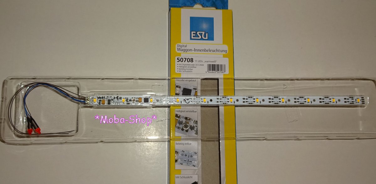 ESU 50708 InnenbeleuchtungsSet mit Decoder+Schlusslicht, warmweiß