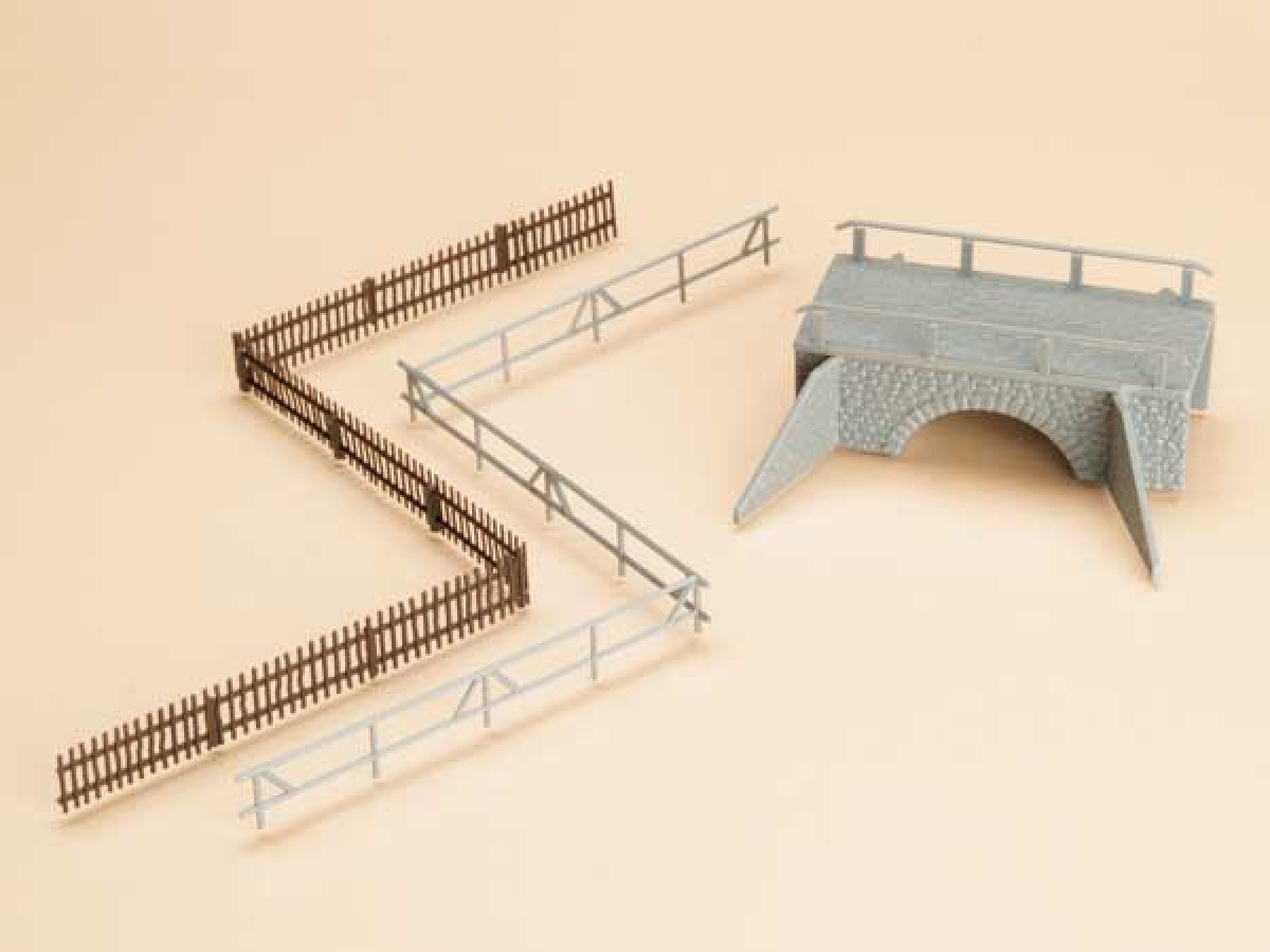 Auhagen 42555 H0/TT Kleine Steinbrücke mit Zaun