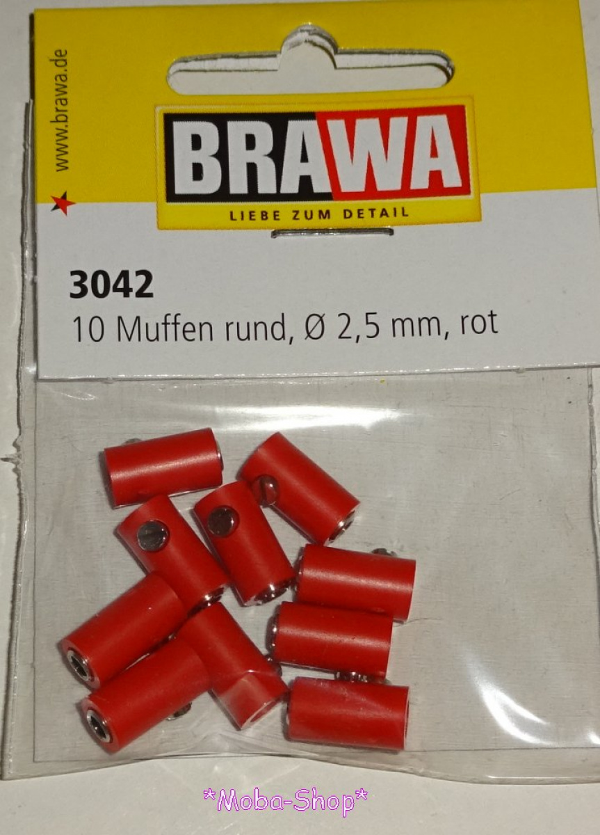 Brawa 3042 Muffen rund, rot (10 Stück)
