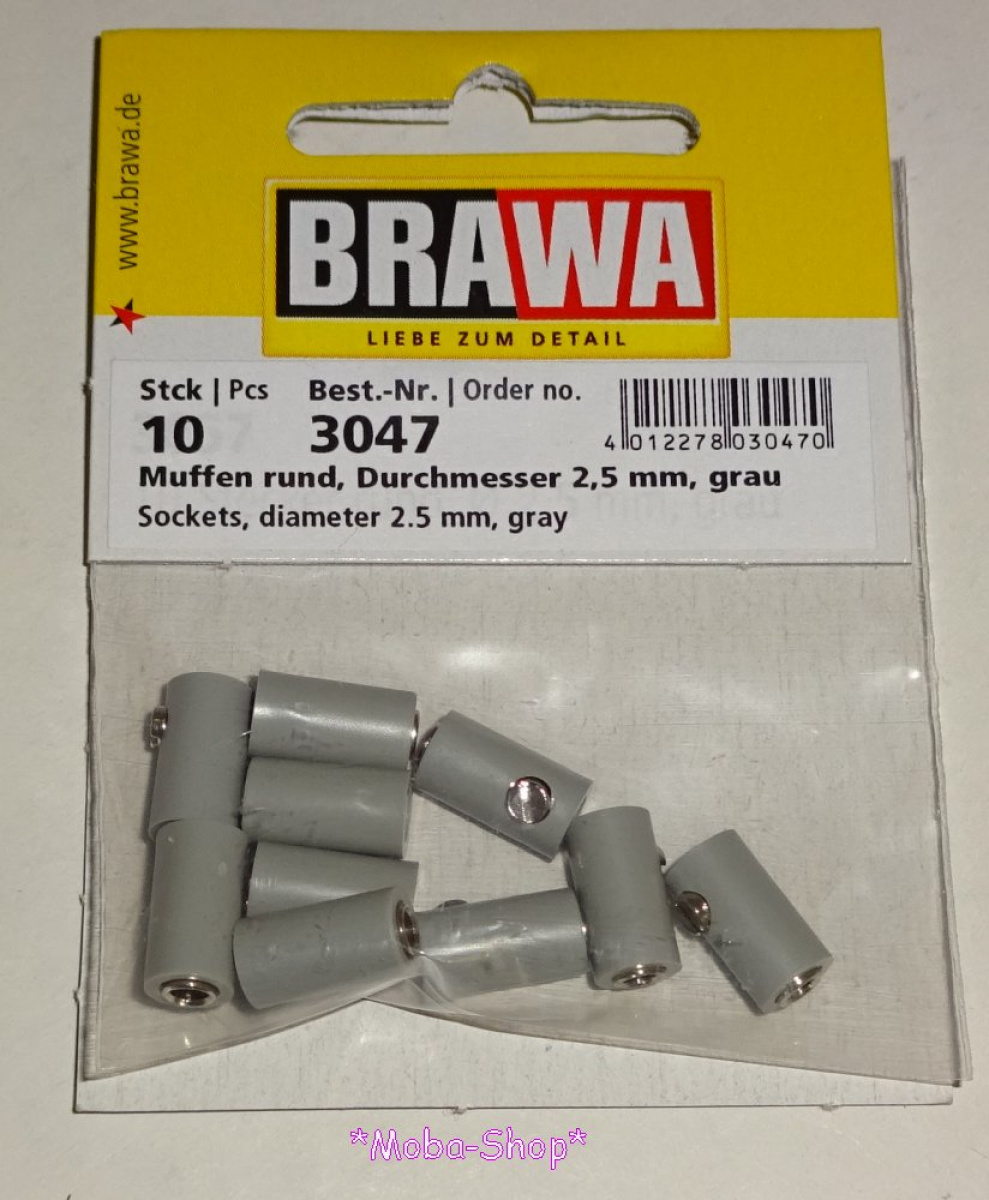 Brawa 3047 Muffen rund, grau (10 Stück)