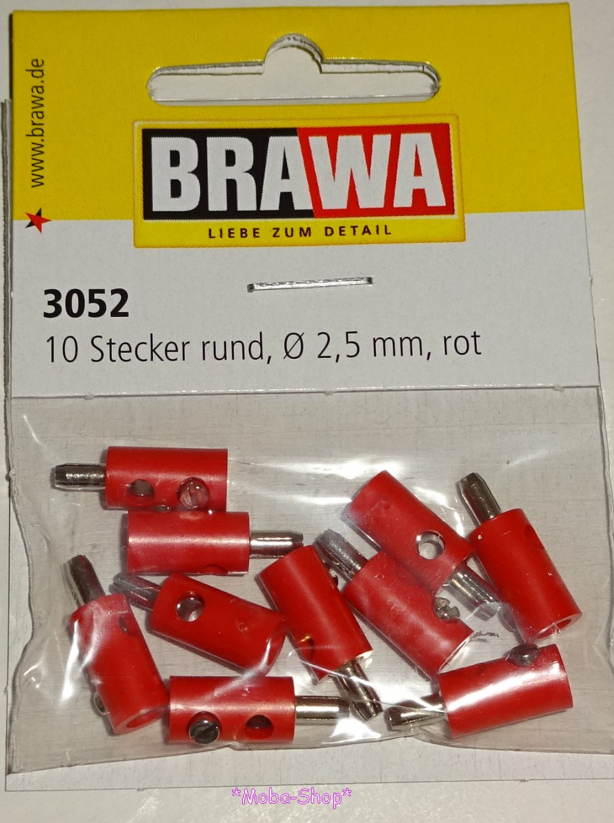 Brawa 3052 Querlochstecker rund rot (10 Stück)