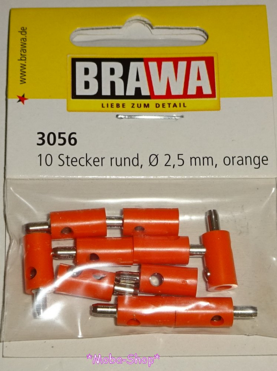 Brawa 3056 Querlochstecker rund orange (10 Stück)