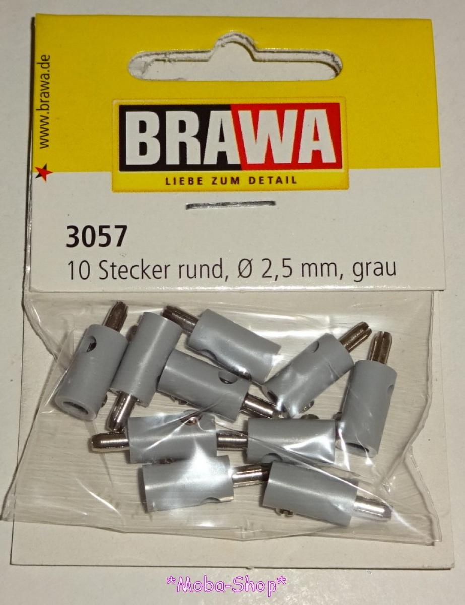 Brawa 3057 Querlochstecker rund grau (10 Stück)