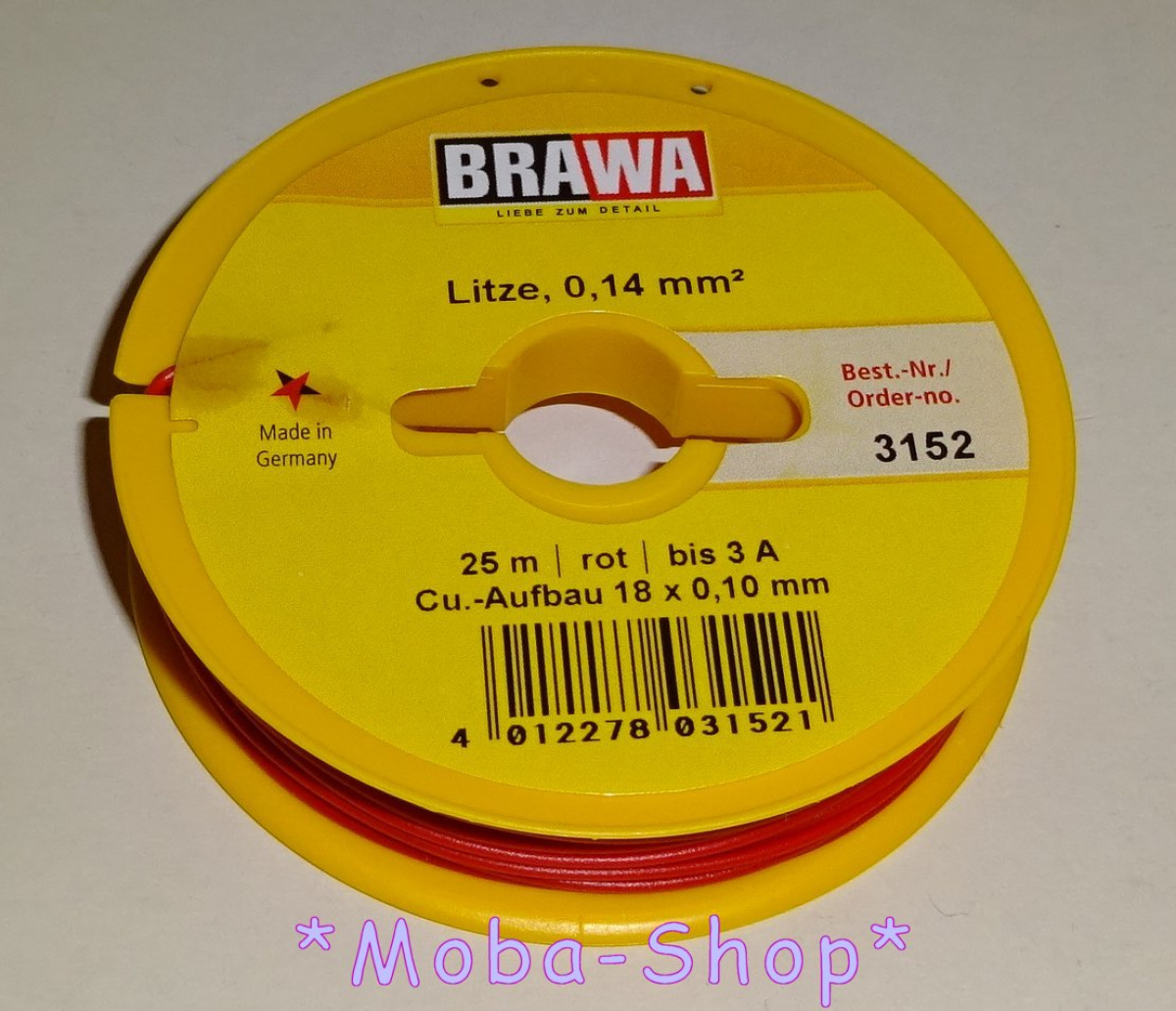 Brawa 3152 Schaltlitze 0,14mm² 25m, rot