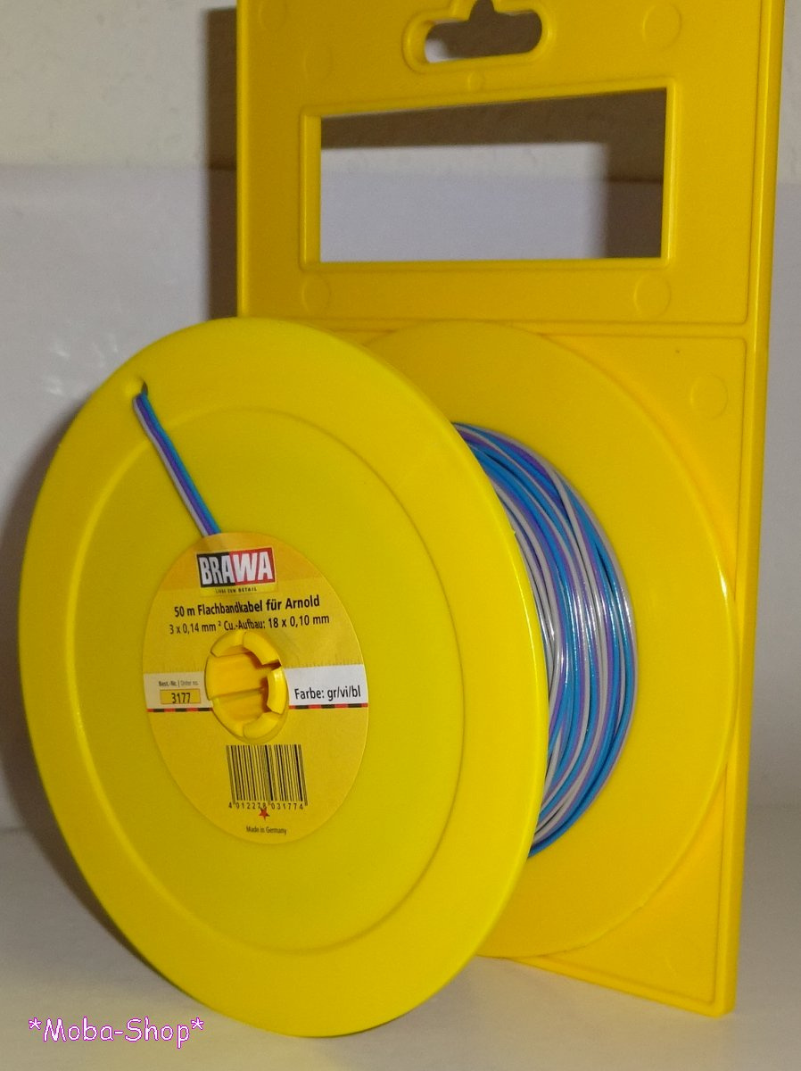 Brawa 3177 Litze 0,14mm² 50m, grau/violett/blau