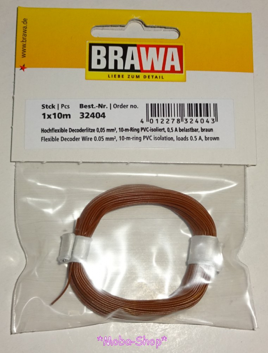 Brawa 32404 Dekoderlitze 0,05 mm², 10m, braun