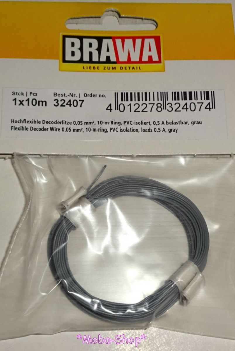Brawa 32407 Dekoderlitze 0,05 mm², 10m, grau