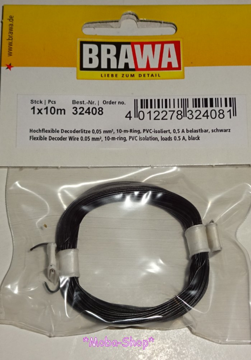 Brawa 32408 Dekoderlitze 0,05 mm², 10m, schwarz