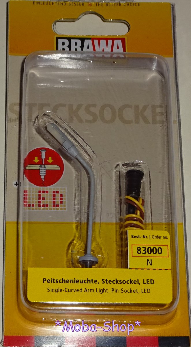 Brawa 83000 N Peitschenleuchte, Stecksockel mit LED