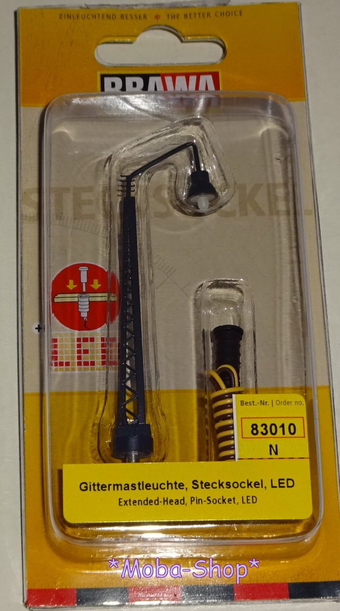 Brawa 83010 N Gittermastbogenleuchte, Stecksockel mit LED