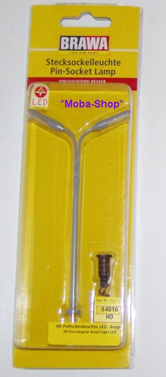 Brawa 84016 H0 Peitschenleuchte, doppelt, Stecksockel, LED