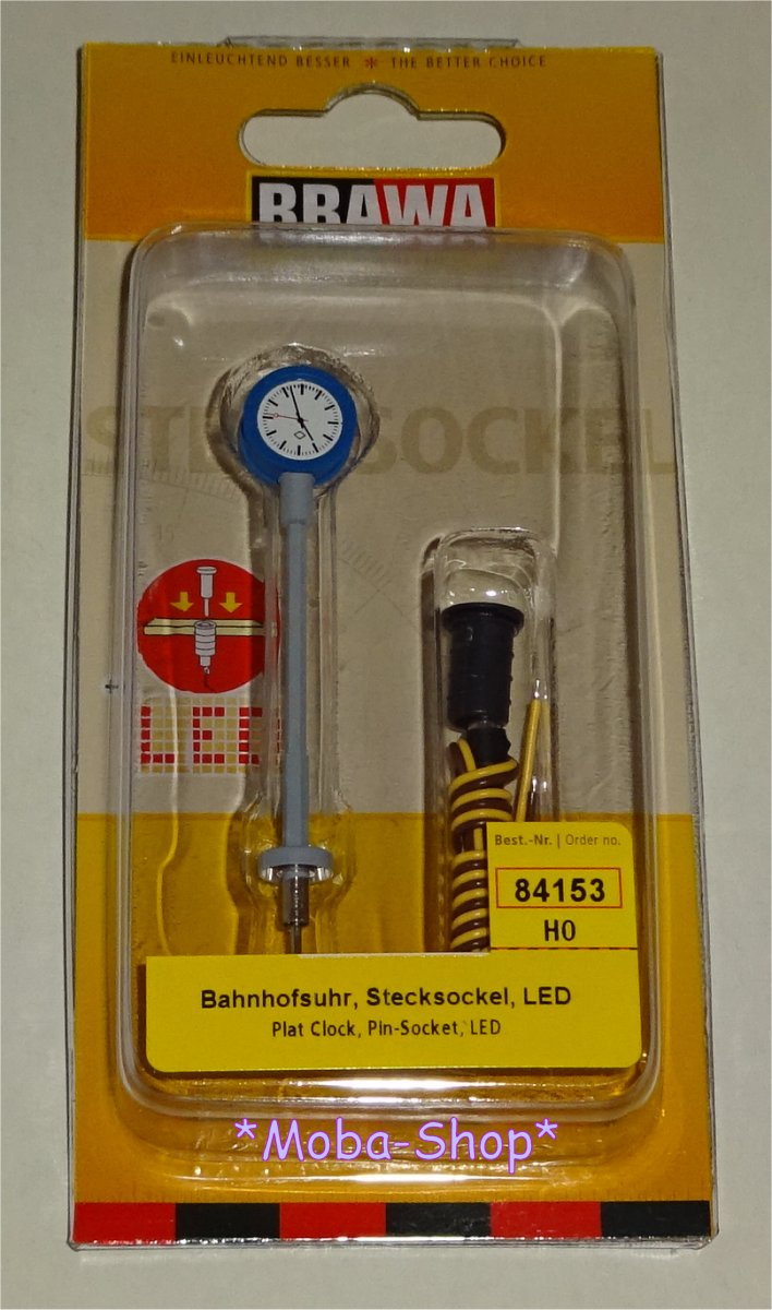 Brawa 84153 H0 Bahnsteiguhr, Stecksockel, LED