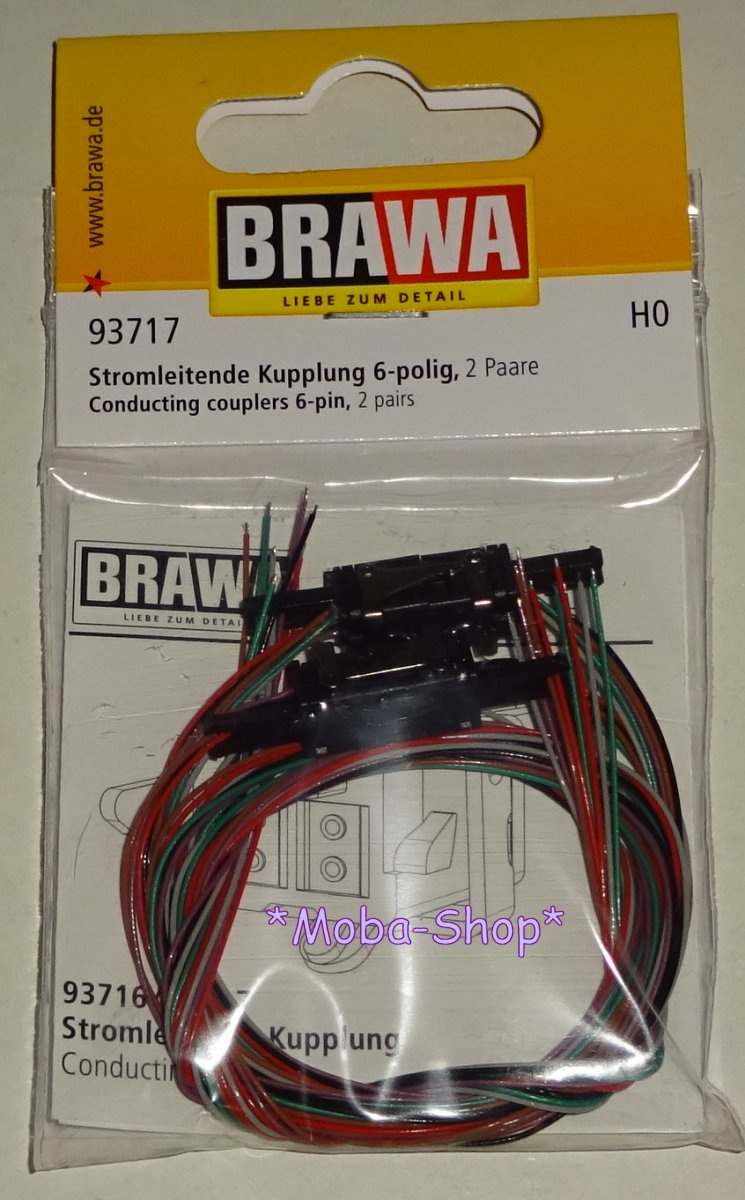 Brawa 93717 H0 6-pol. elektrische Kupplung für NEM-Schacht (2 Paar)
