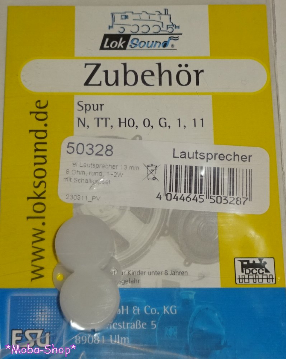 ESU 50328 Lautsprecher 8 Ohm, rund, 2*13mm