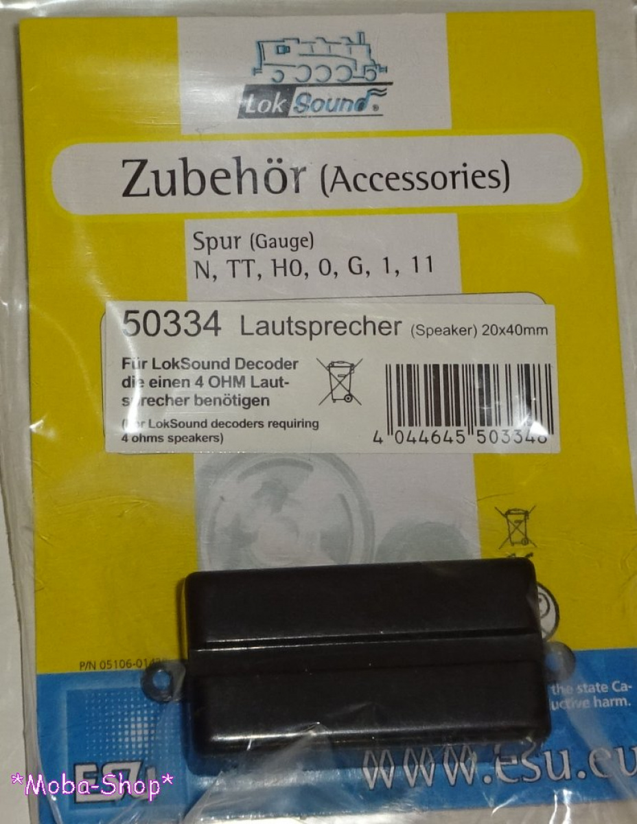 ESU 50334 Lautsprecher 4 Ohm, rechteckig, 20x40 mm