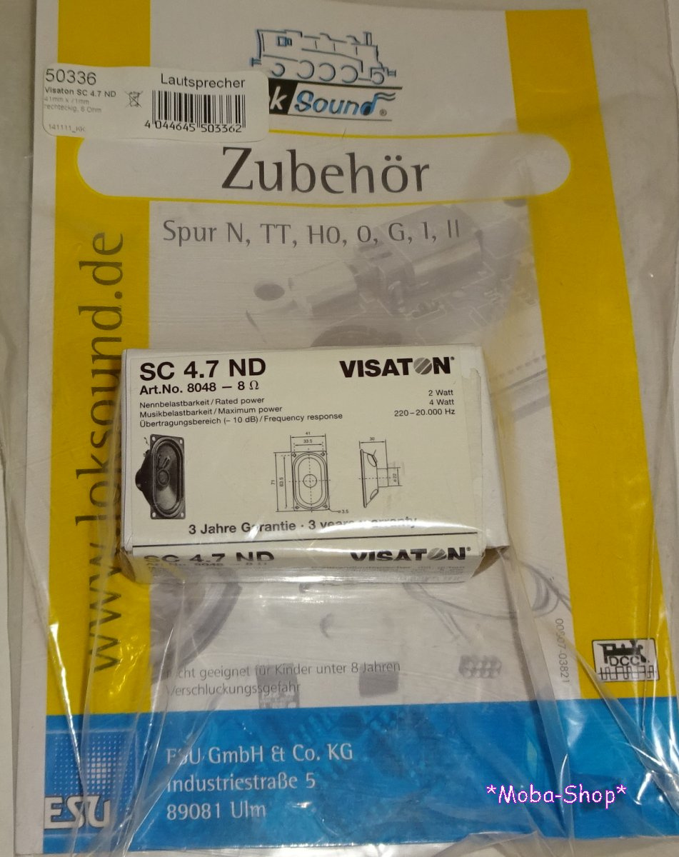 ESU 50336 Lautsprecher 8 Ohm, Visaton SC 4.7 ND, 71x41mm, für XL