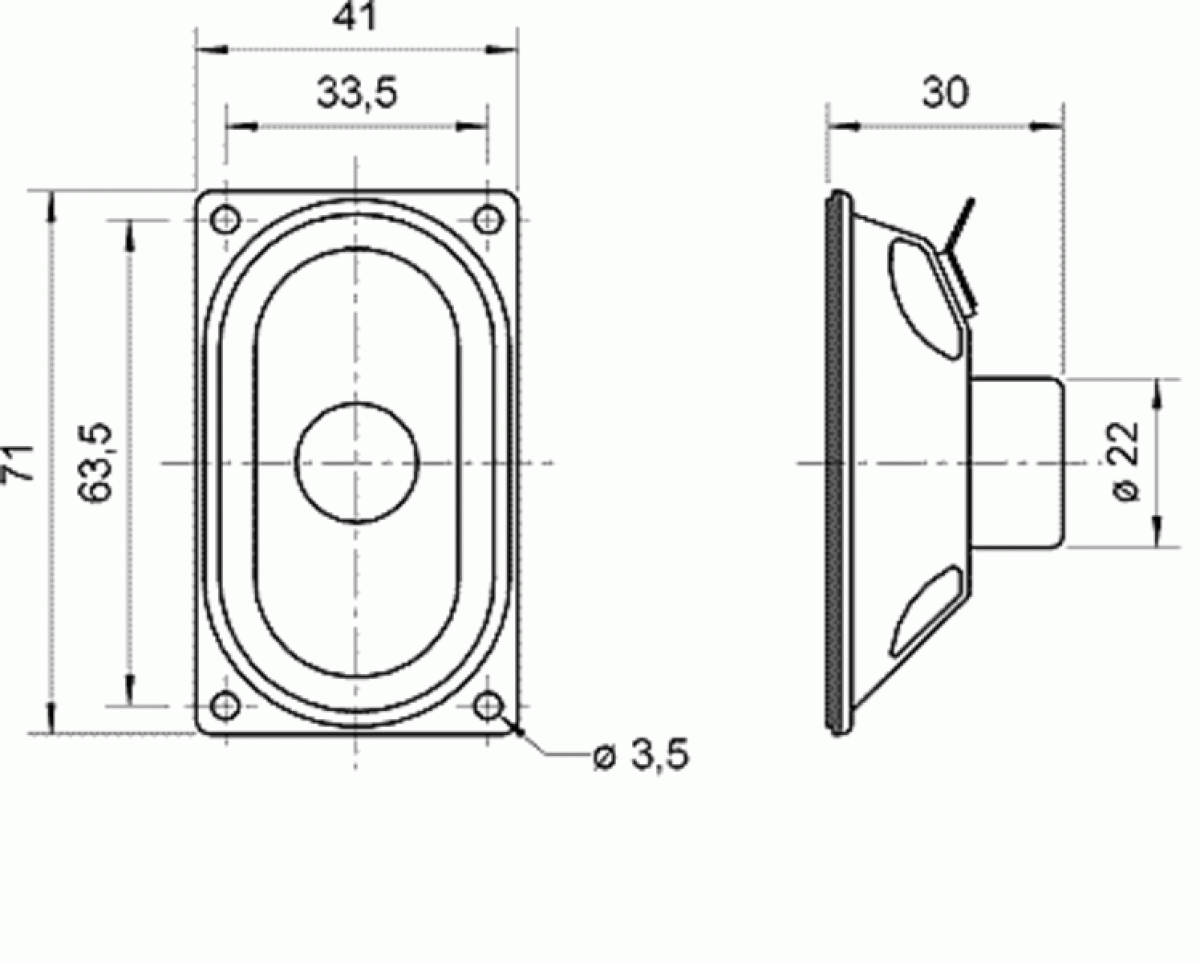 ESU 50336 Lautsprecher 8 Ohm, Visaton SC 4.7 ND, 71x41mm, für XL