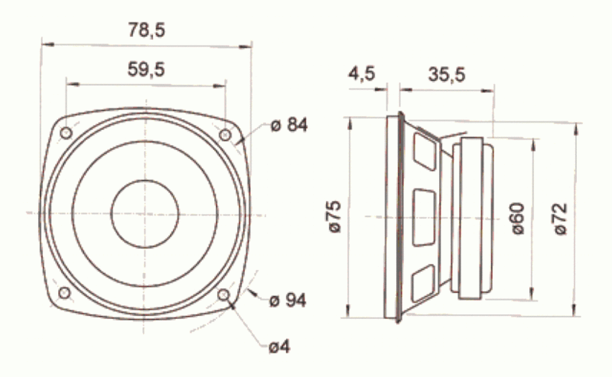 ESU 50338 Lautsprecher 8 Ohm, Visaton FRS 8, 78mm, für XL