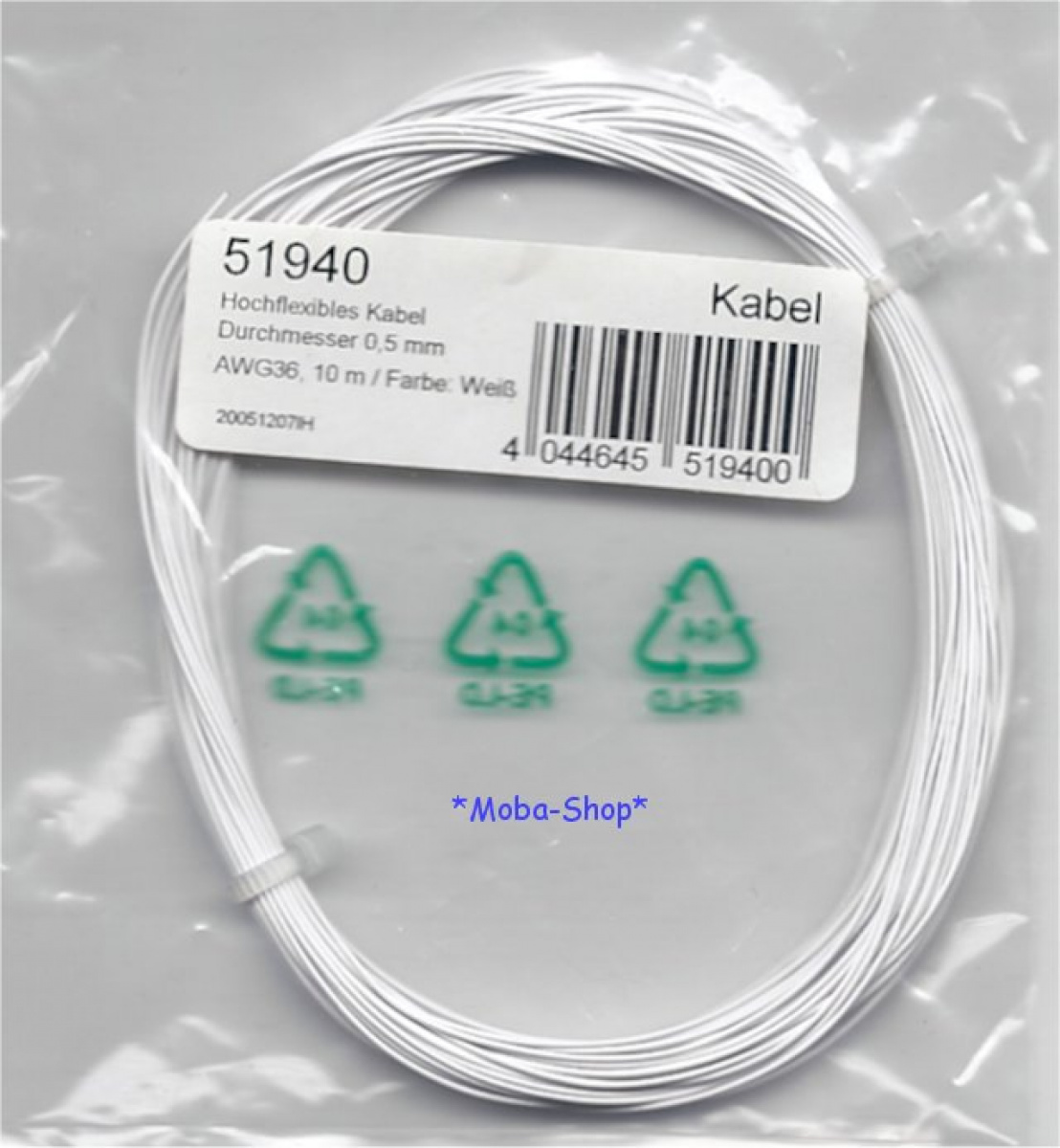 ESU 51940 Hochflexibles Kabel, 10m, 0.5mm, weiss