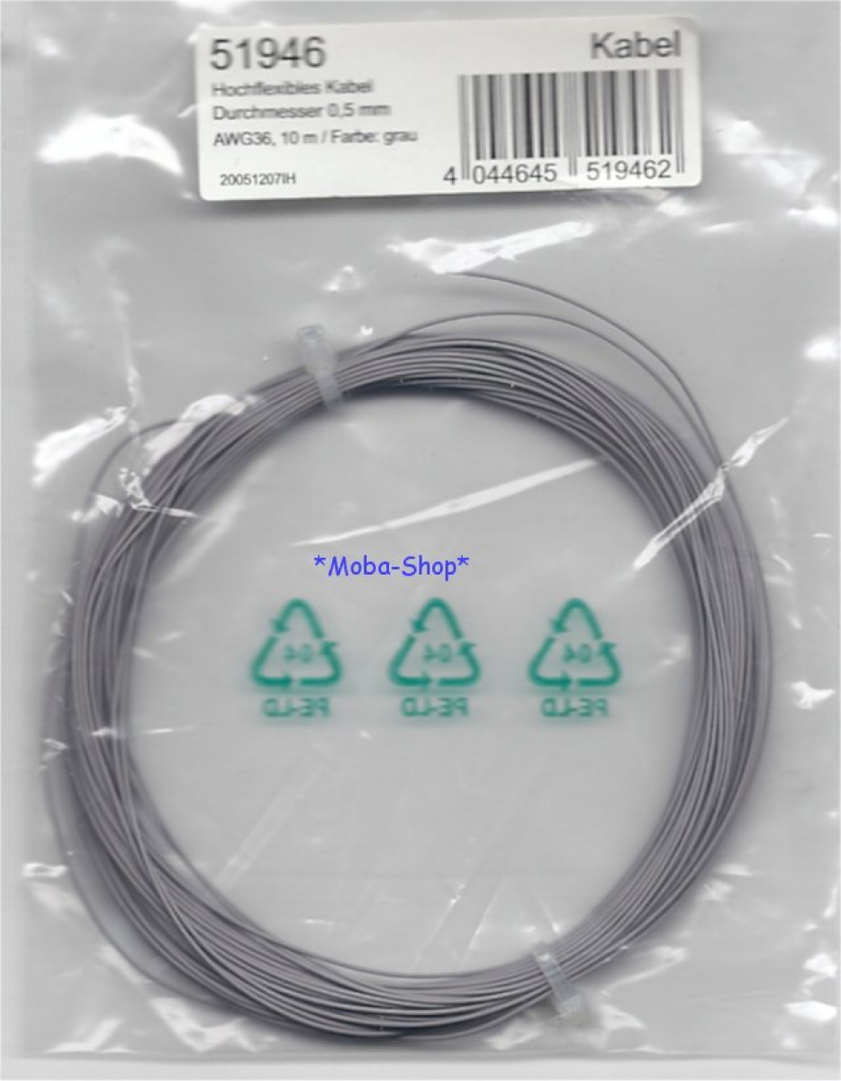 ESU 51946 Hochflexibles Kabel, 10m, 0.5mm, grau