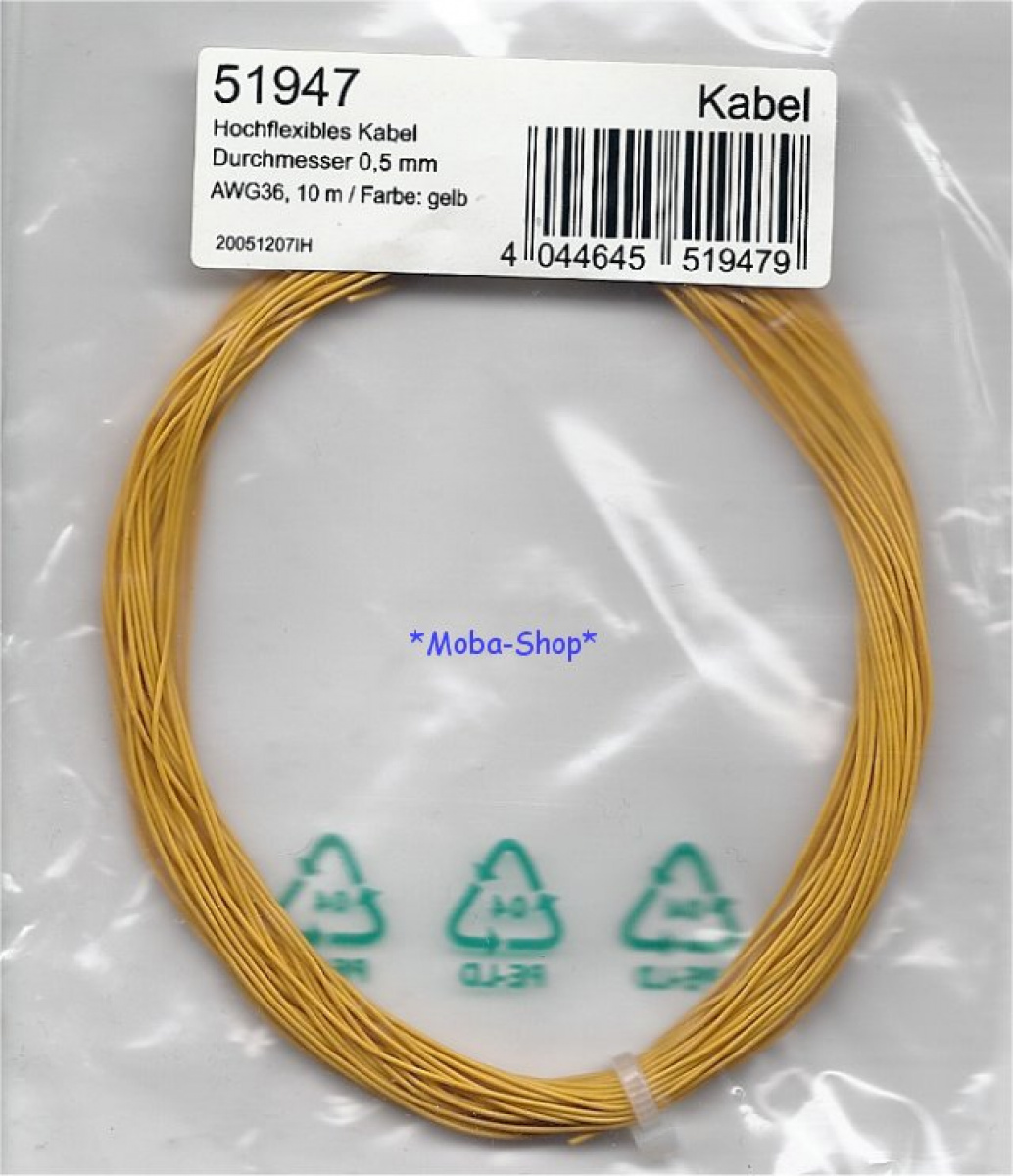 ESU 51947 Hochflexibles Kabel, 10m, 0.5mm, gelb