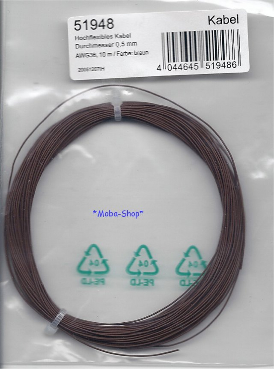 ESU 51948 Hochflexibles Kabel, 10m, 0.5mm, braun