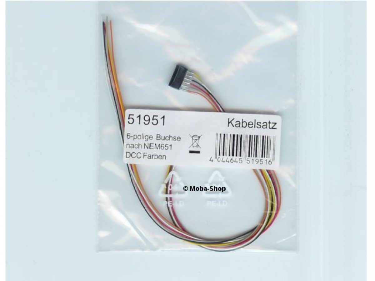ESU 51951 Kabelsatz mit 6-pol. Buchse (NEM 651)
