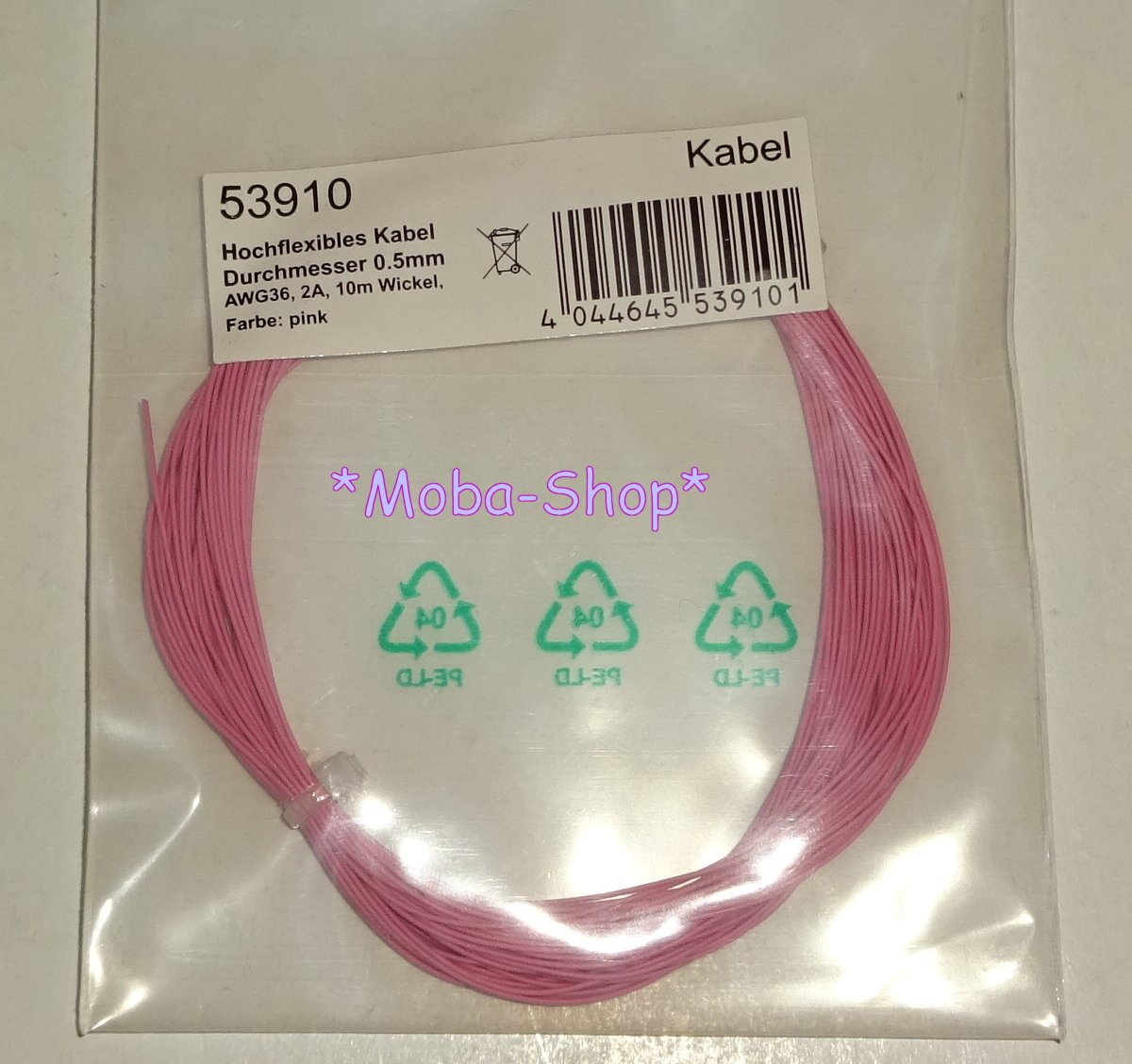 ESU 53910 Hochflexibles Kabel, 10m, 0.5mm, pink