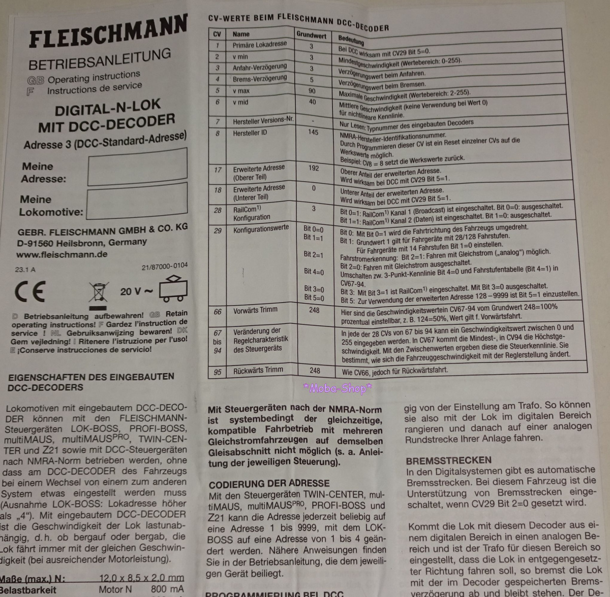 Fleischmann Digital-Dekoder 6-pol. Stecker, NEM 651, DCC