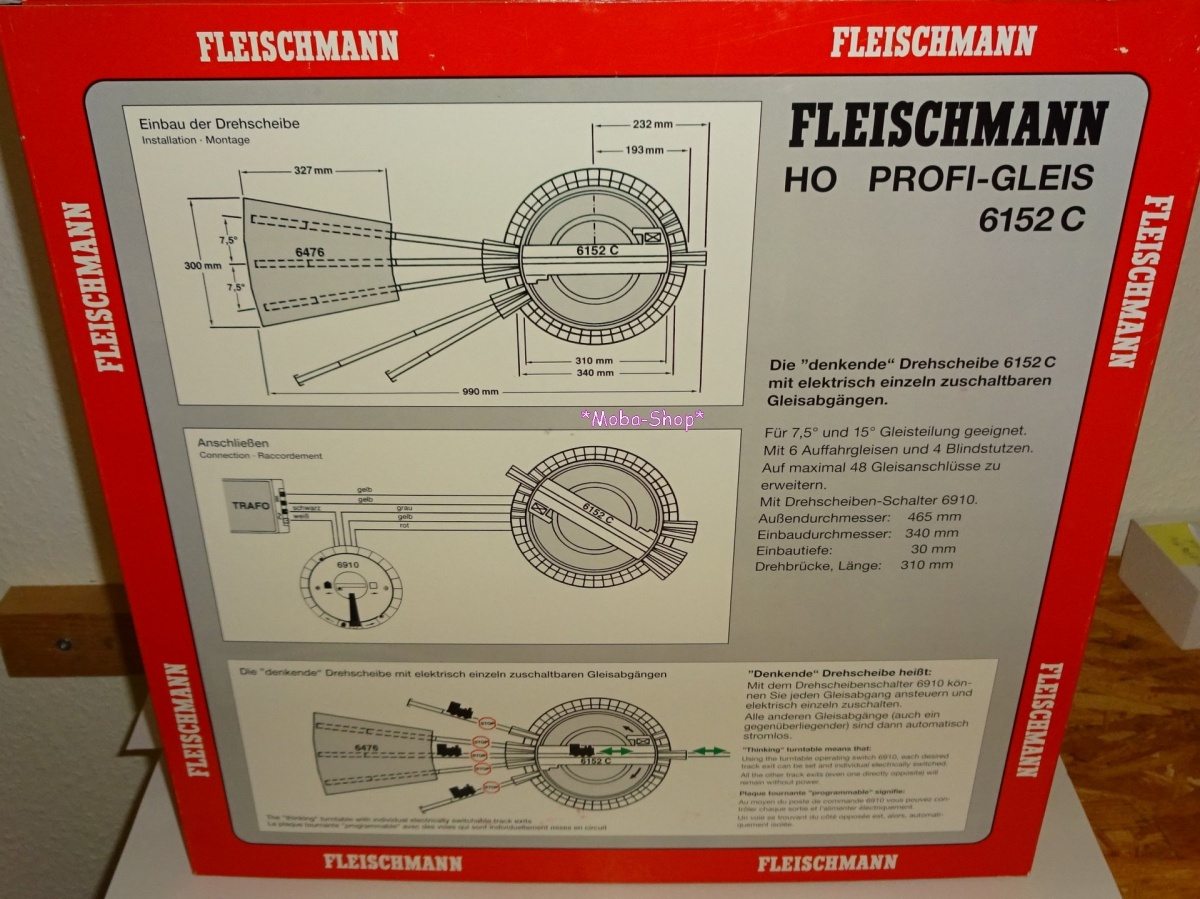 Fleischmann 6152 (6152C) H0 Drehscheibe Profigleis elektrisch 465 mm