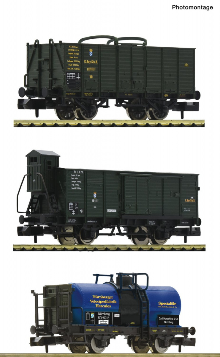 Fleischmann 809005 N 3-tlg. Set: Güterwagen, K.Bay.Sts.B.