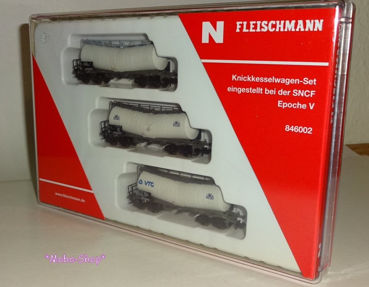 Fleischmann 846002 N 3-tlg. Knickkesselwagen-Set, Bauart Zacens, SNCF, Ep. V