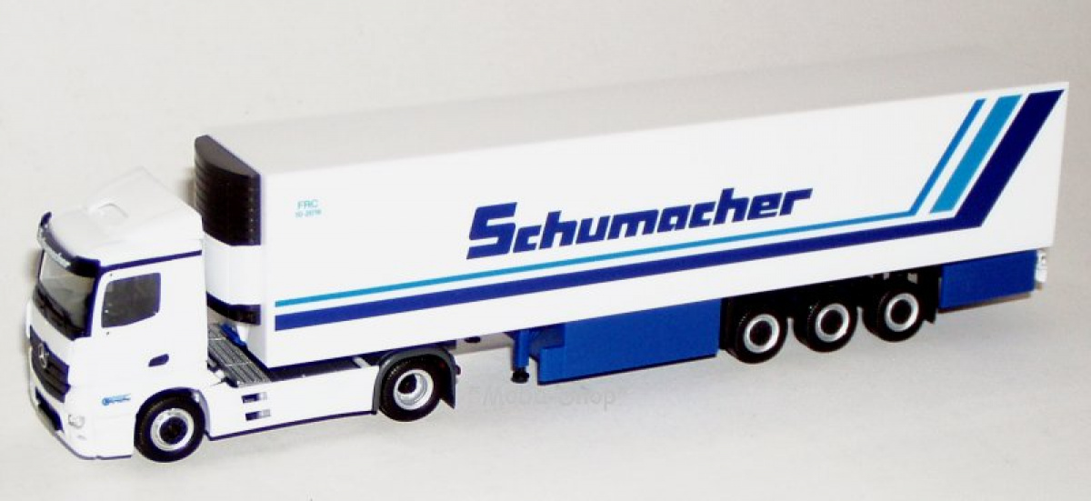 Herpa 302395 MB Antos M Kühlkoffer-Sattelzug »Schumacher«