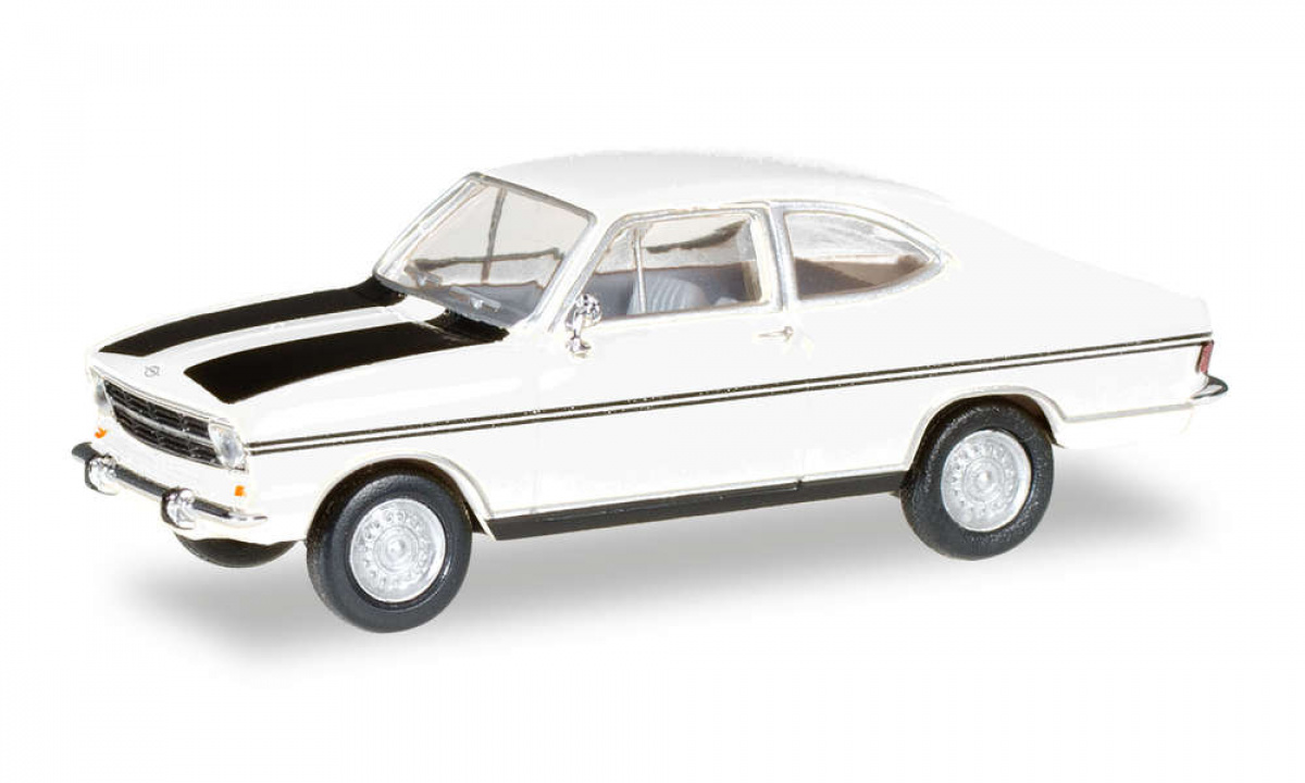 Herpa 024914-003 Opel Kadett B Coupé Rallye, weiß, schwarz