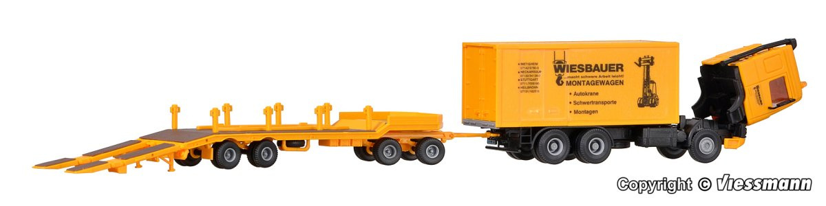 Kibri 13580 H0 DAF Zugmaschine mit Tiefladeanhänger & Stapler