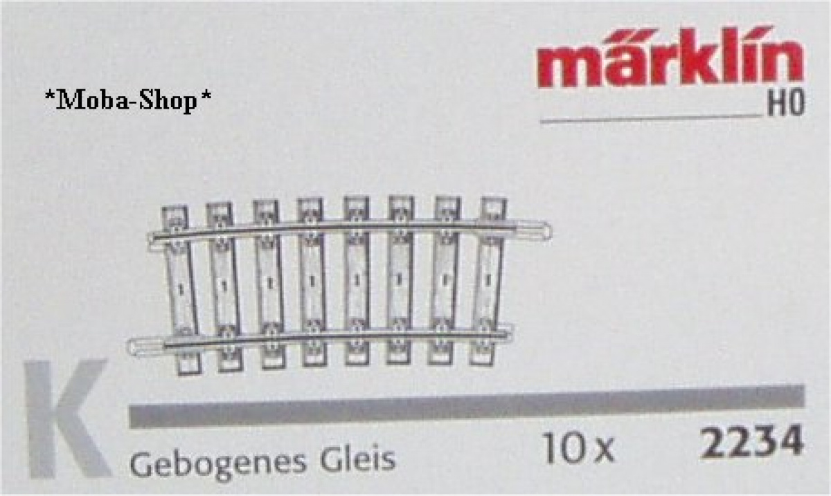 Märklin 2234 (10x) H0~ K-Gleis gebogen, R424,6 mm, 7,5°