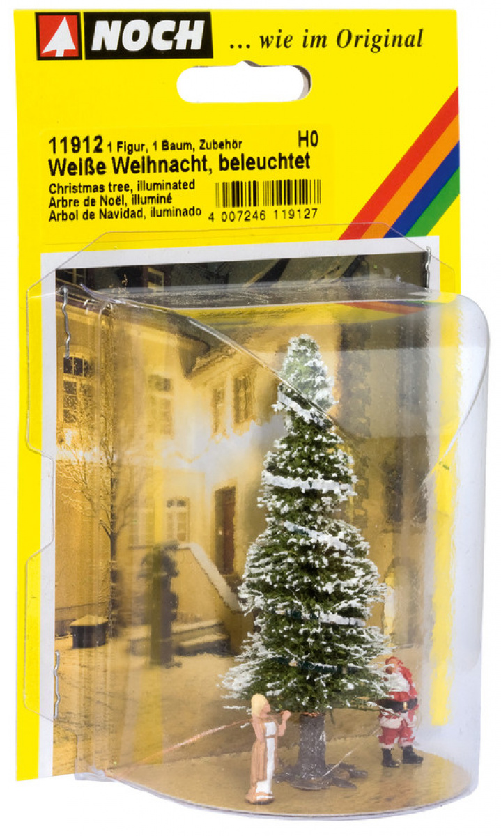 NOCH 11912 H0 Beleuchteter Weihnachtsbaum, weiß