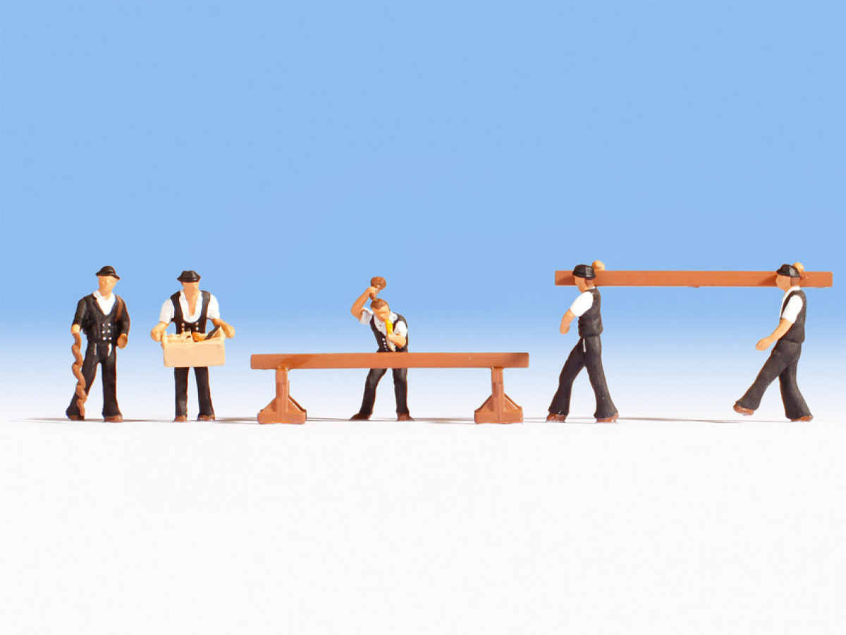 NOCH 15051 H0 Zimmerleute, 5 Figuren + Zubehör