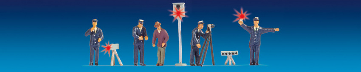 NOCH 17553 H0 Polizisten blau mit Blitzer, beleuchtet, Deutschland