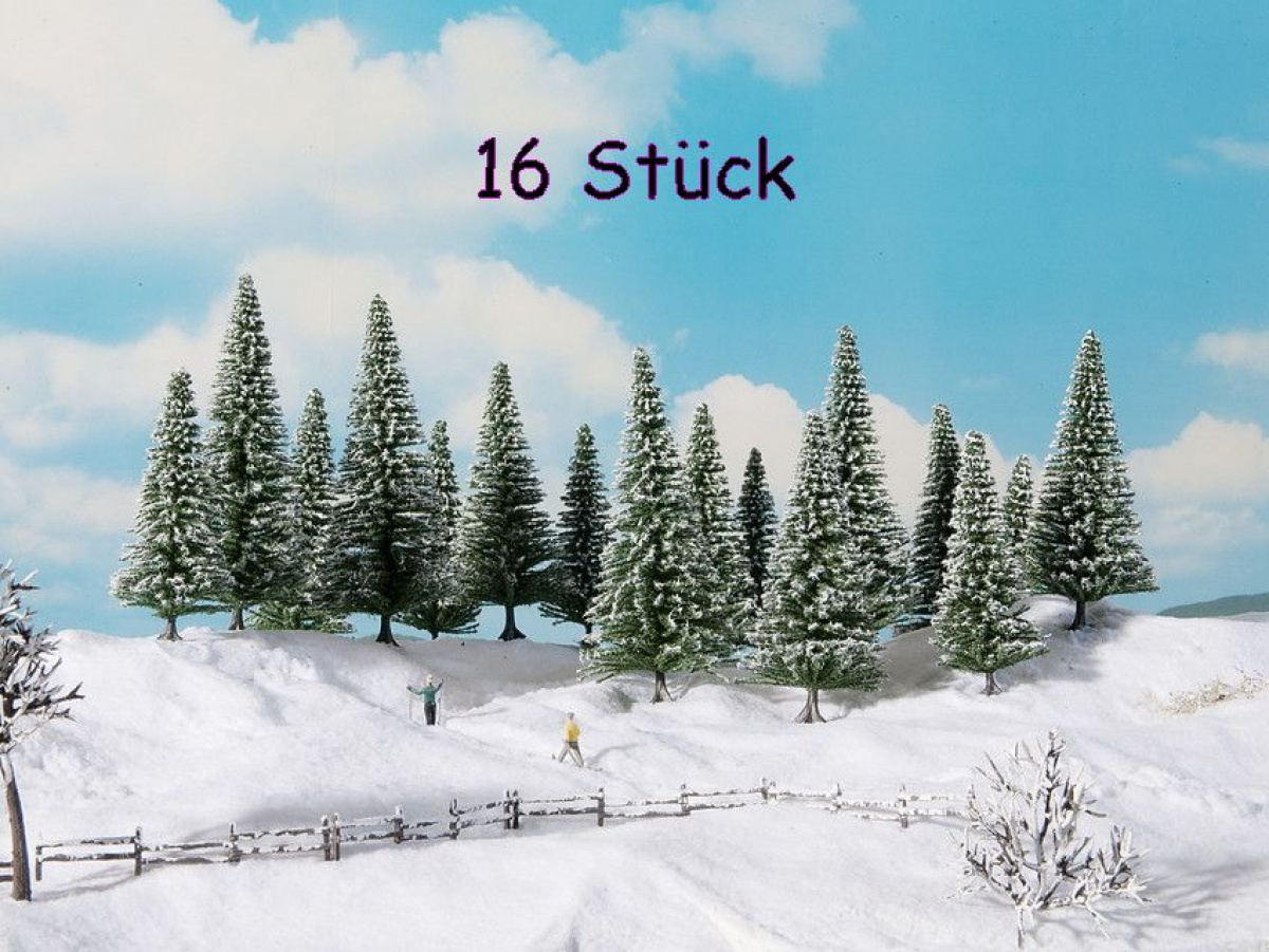 NOCH 24683 H0/TT/N/Z Schneetannen, 16 Stück, 4-10 cm hoch