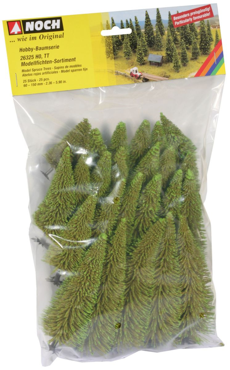 NOCH 26325 H0/TT Modellfichten-Sortiment, 25 Stück