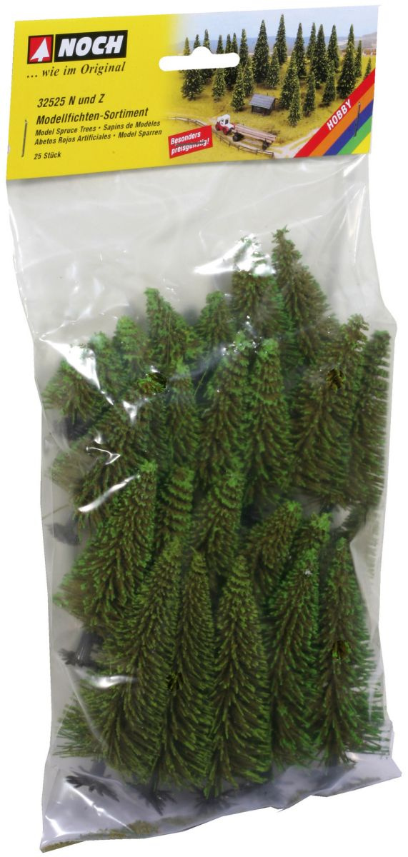 NOCH 32525 N/Z Fichten-Sortiment, 25 Stück