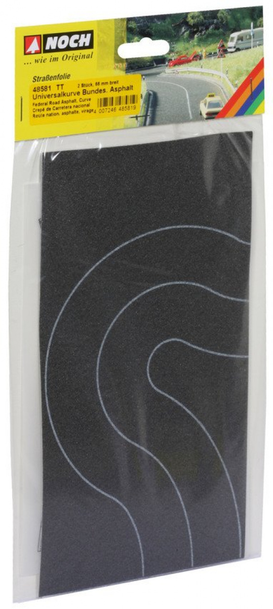 NOCH 48581 TT Straßenfolie Universalkurve, Bundesstraße Asphalt