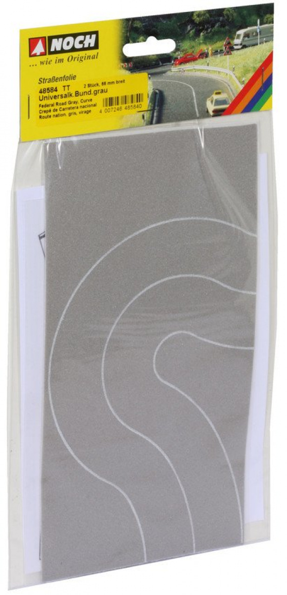 NOCH 48584 TT Straßenfolie Universalkurve, Bundesstraße Grau