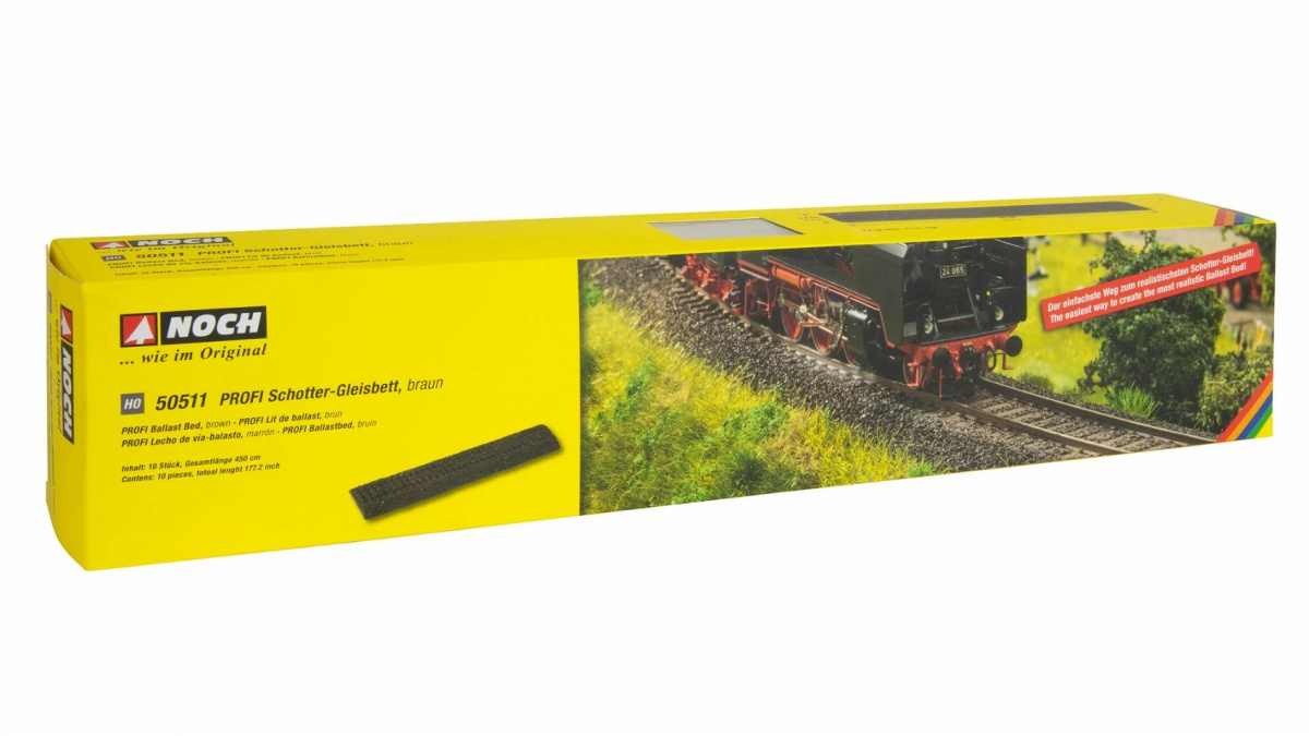 NOCH 50511 PROFI H0 Schotterbett, 450cm, braun