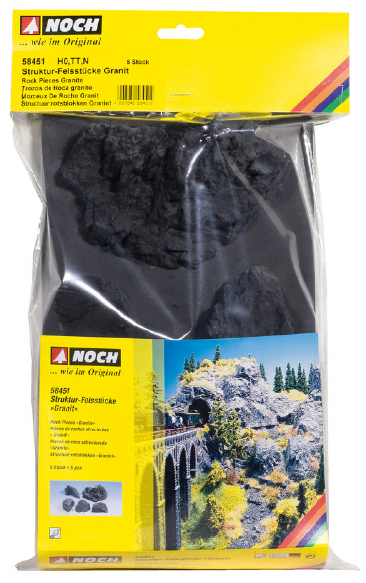 NOCH 58451 Struktur Felsstücke Granit, (5 Stück)