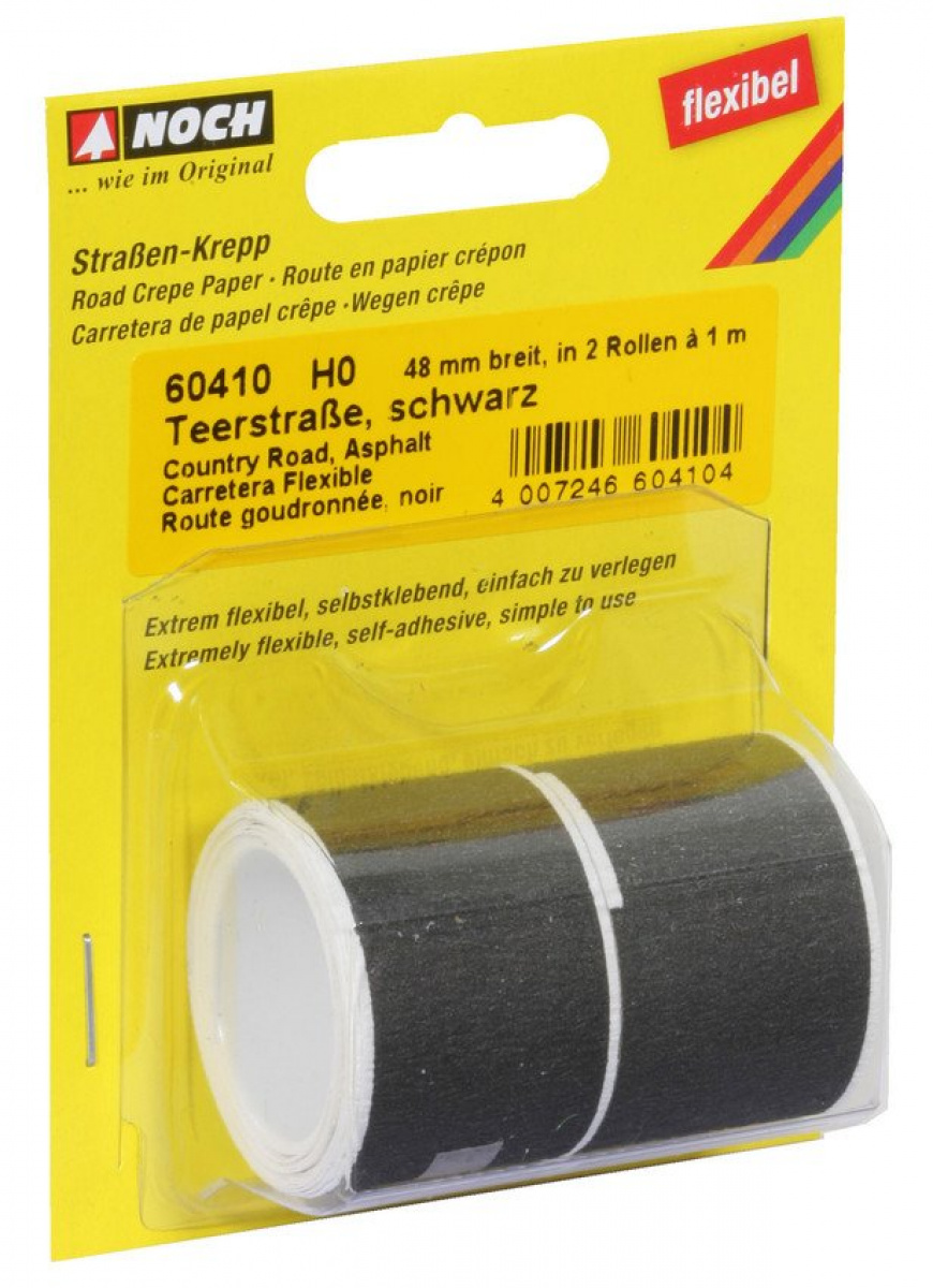 NOCH 60410 H0 Straßenkrepp Teerstraße, schwarz, 48 mm breit