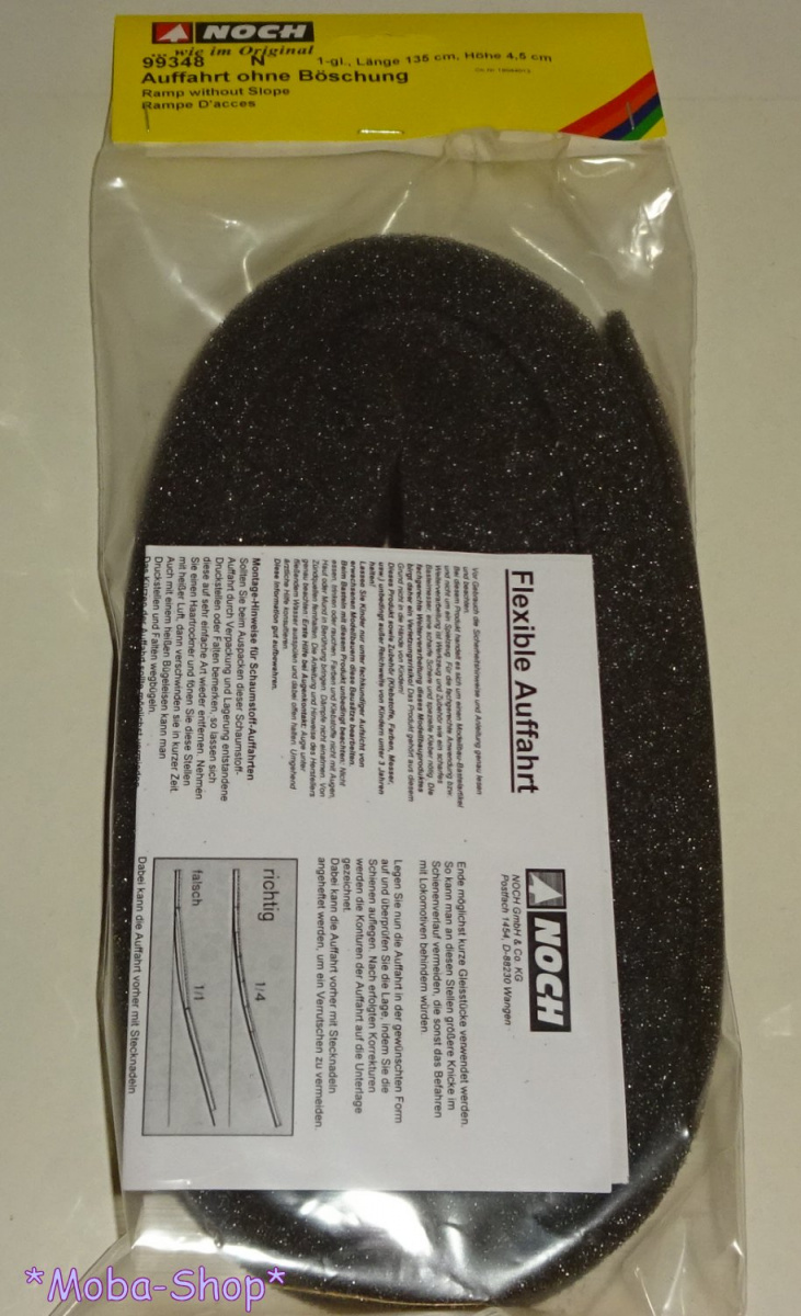 NOCH 99348 N Auffahrt ohne Böschung 1-gleisig 135cm, 3,5% (anthrazit)