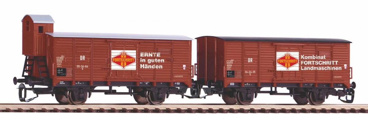 PIKO 47033 TT 2-tlg. Set gedeckter Güterwagen G02 »Fortschritt«, DR